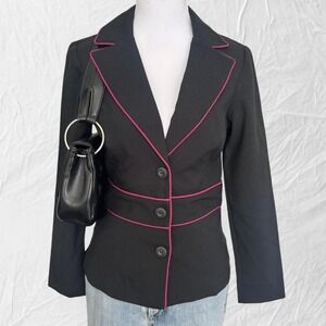 Y2K office siren pink and black blazer